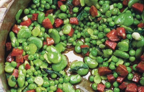 Broad Beans and Chouriço Tapas