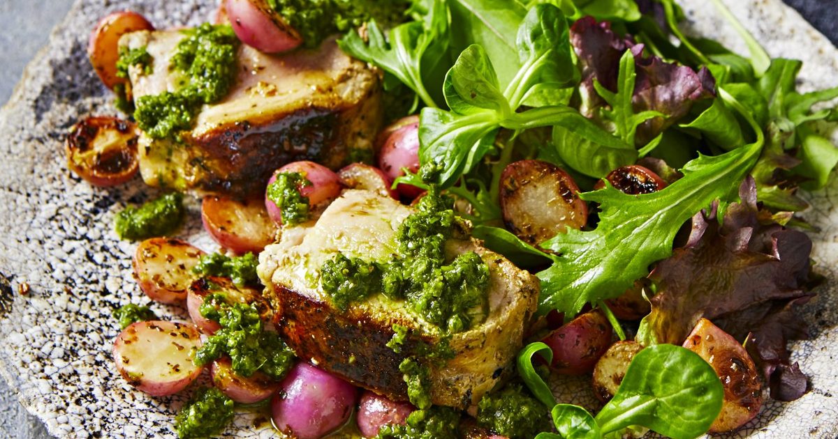 Chimichurri Pork with Radishes