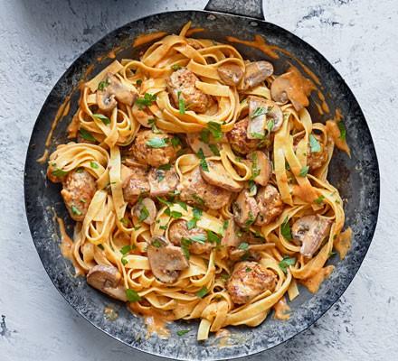Smoked Sausage and Mushroom Pasta